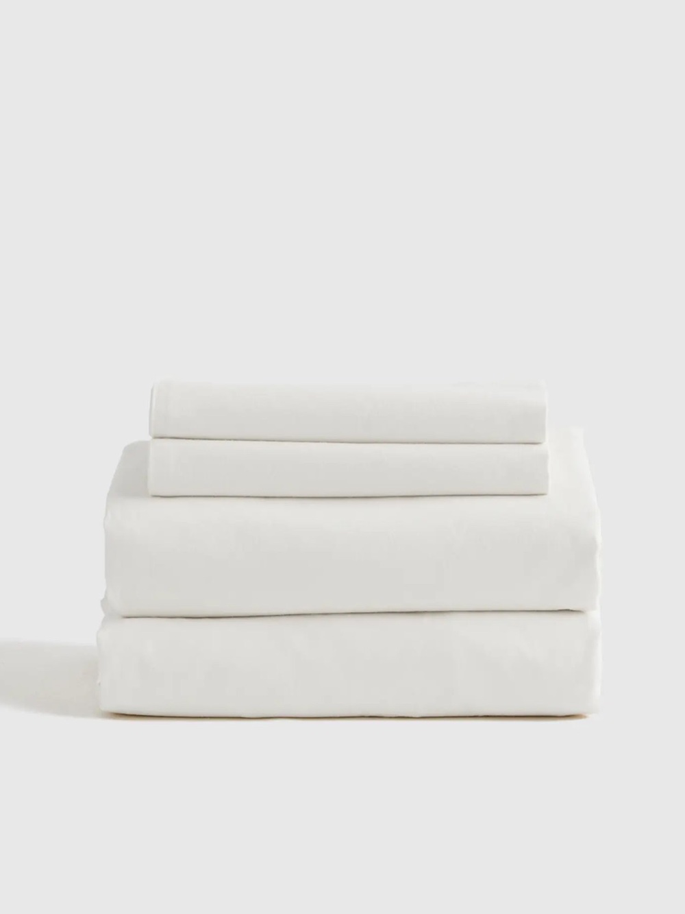 Quince White Cal King Brushed Cotton Sheet Set - Fitted, Flat, 2 pillowcases